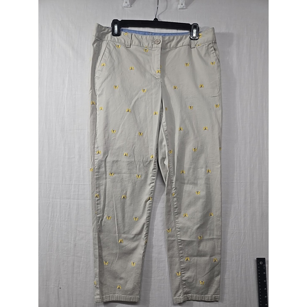 Talbots 'The Weekend‎ Chino' Butterfly Embroidered Chino Pants Beige Women's 8P